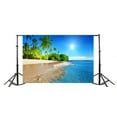 thumbnail image 3 of ABPHOTO Polyester 7x5ft Beach Photo Backdrop Seaside Landscape Blue Sky White Clouds Palm Tree Beach Backdrop for Photography Party Luau Scene Setters Personal Portrait Photo Background Studio Props, 3 of 4