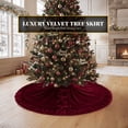 thumbnail image 6 of VOXOR Large Christmas Tree Skirt, Velvet Burgundy Tree Skirts with Center Pleats and Plush Tie Closures for Christmas Party Favors Decor, 6 of 7