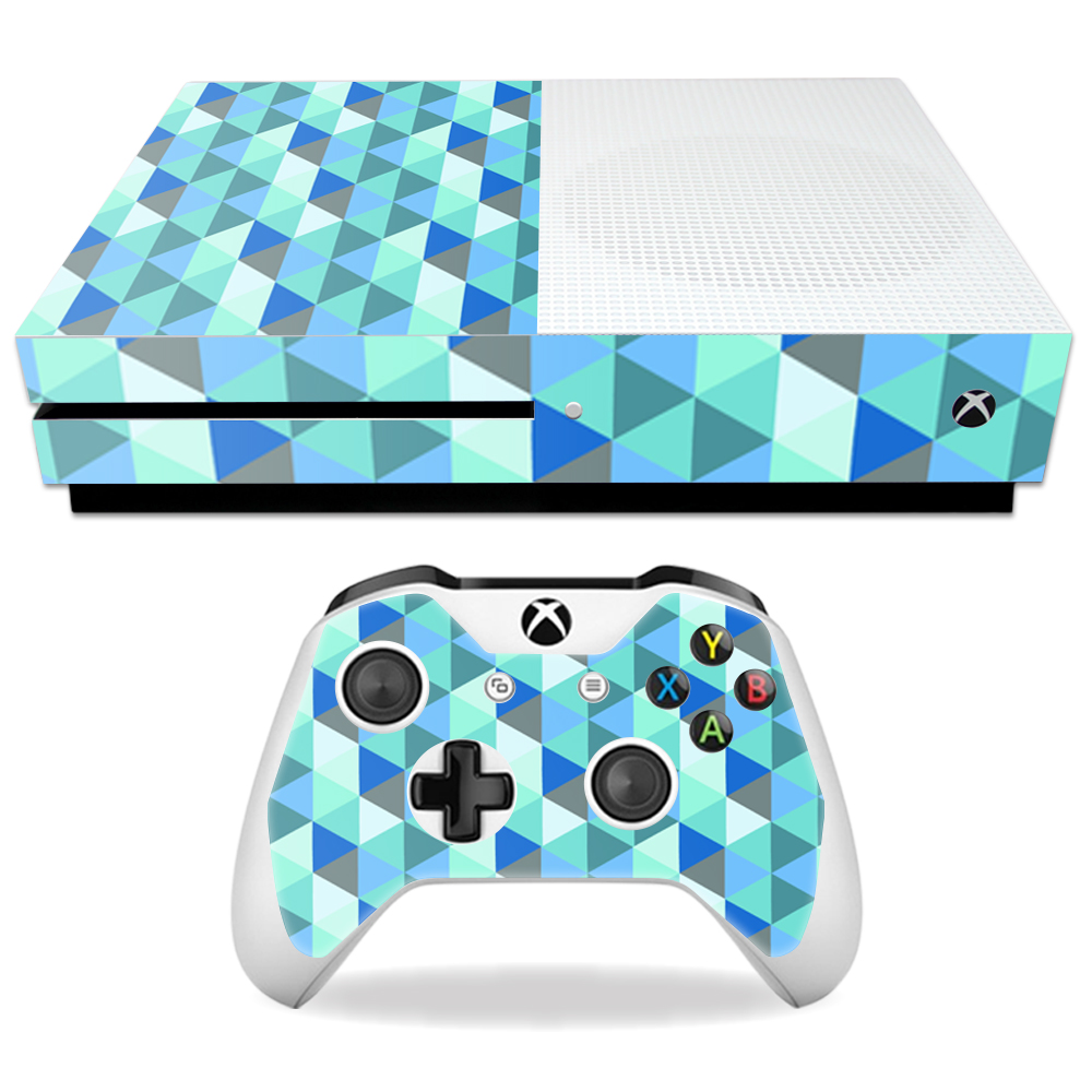 Skin Decal Wrap Compatible With Microsoft Xbox One S Blue Kaleidoscope