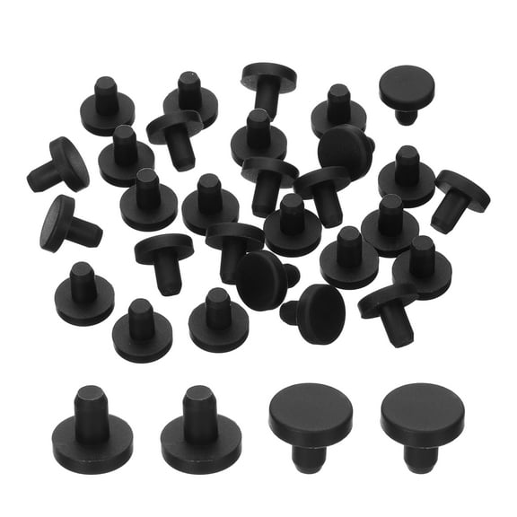 Uxcell 30 Pcs Hole Plugs, Heat Resistant Silicone Flush Type Fastener Hole Cover Plug for 5mm(13/64 Inch) Hole Cabinet, Black