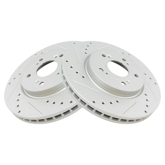 TRQ Front Performance Brake Rotors Set Premium G-Coated Cross Drilled & Slotted Fits Select 2007-2012 Acura RDX 2010-2011 Honda Accord Crosstour 2007-2016 CR-V 2012-2015 Crosstour