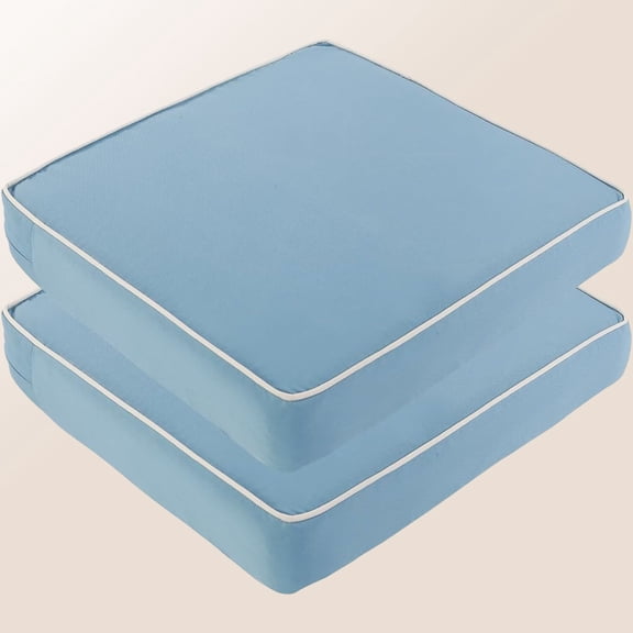 Outdoor Chair Cushions, Waterproof Patio Seat Cushions with Fixed Ties, Light Blue