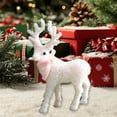 thumbnail image 5 of yulier Christmas Reindeer Figurine Tabletop Ornaments with Velvet Ribbon Bow and Mini Bells, Reindeer Statue Xmas Gifts Christmas Decorations for Mantel Fireplace Desktop Decor, 5 of 6