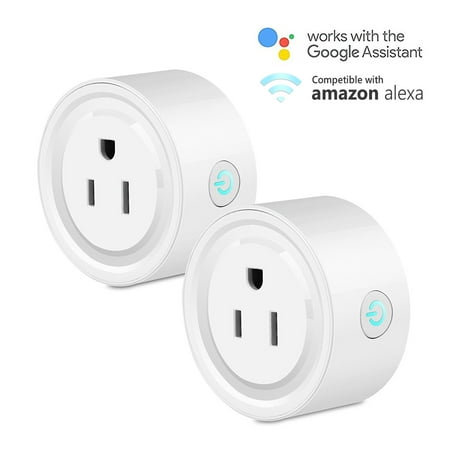 TSV Smart Plug 2 Pack Wi-Fi Enabled Mini Smart Switch Wireless Outlet Compatible with Alexas & Googl Home, No Hub Required, Switch On/Off your electric equipment from Anywhere, Timing (Best Light Switch For Alexa)