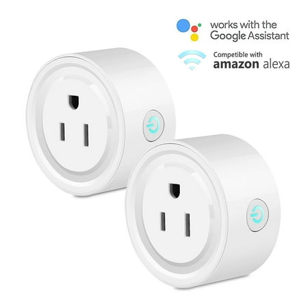 Electric Outlets Switches TSV Smart Plug 2 Pack Wi-Fi Enabled Mini Smart Switch Wireless Outlet Compatible with Alexas & Googl Home, No Hub Required, Switch On/Off your electric equipment from Anywhere, Timing Function ()