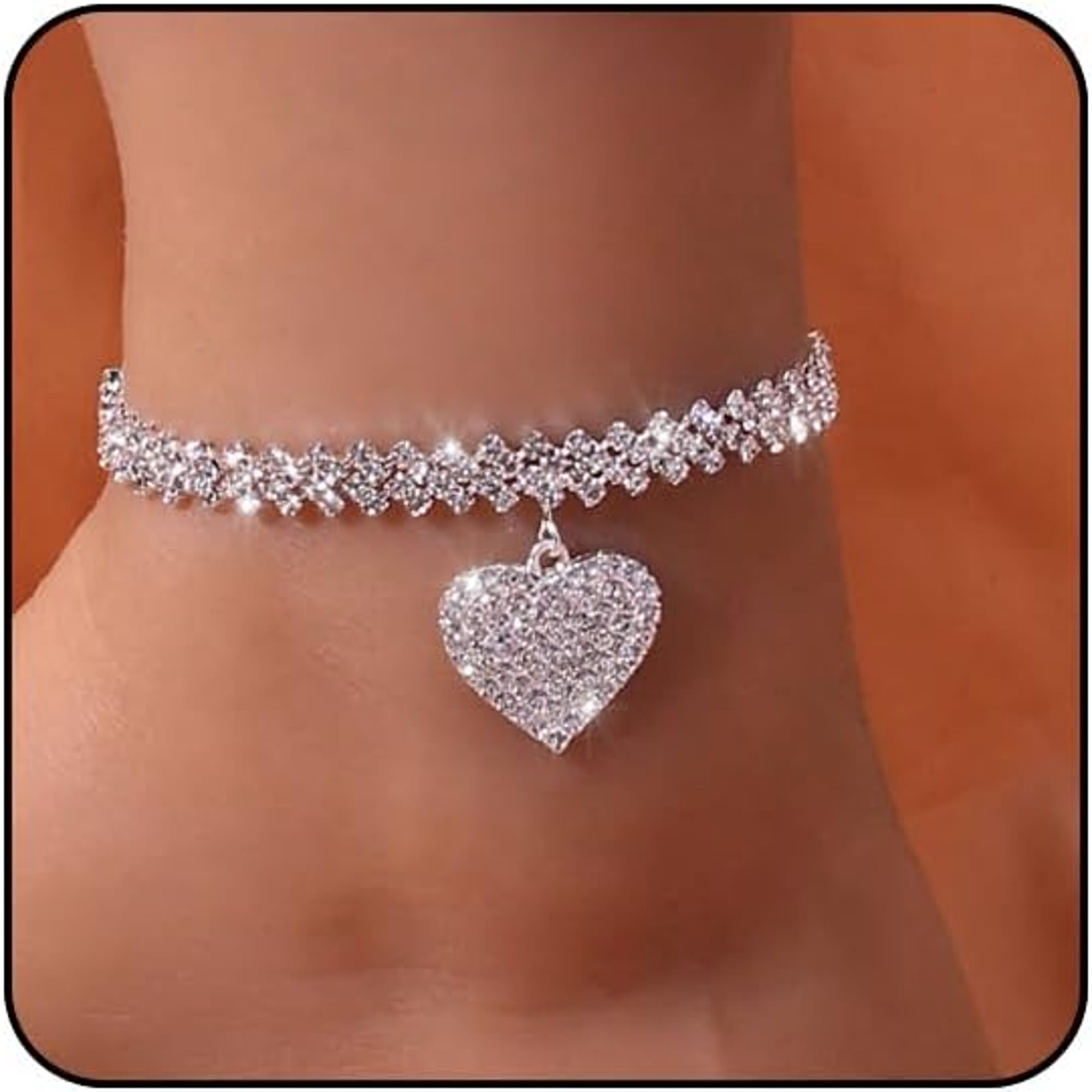 DESIGNICE Ankle Bracelets for Women Tennis Rhinestone Anklets for Women Butterfly Heart Star Cross Anklet Bracelet for Women Plus Size Anklet Bracelets for Big Ankle Beach Foot Jewelry