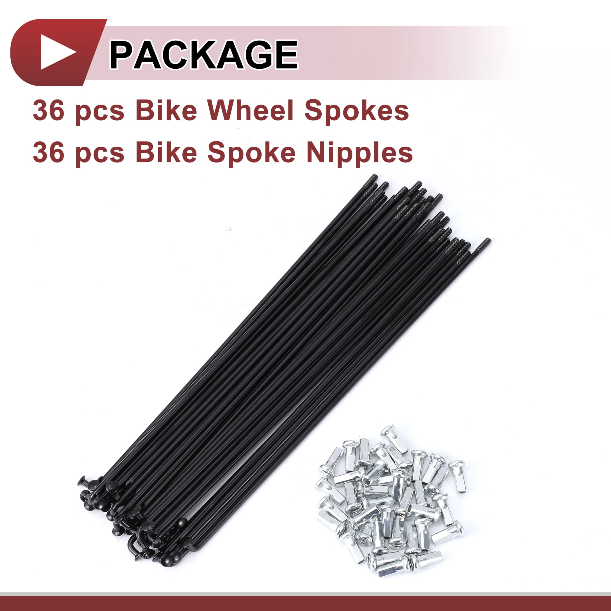 Unique Bargains 36 Set 12G Bicycle Spoke 12G Bike Wheel Spokes 45 Steel Black-193mm