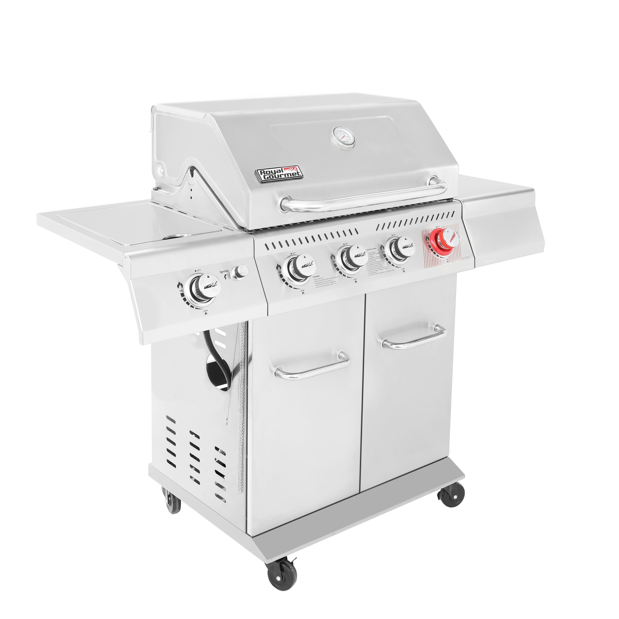 Royal Gourmet GA4402S Stainless Steel 4-Burner BBQ Cabinet Style Gas Grill with Sear Burner and Side Burner Silver - image 4 of 11