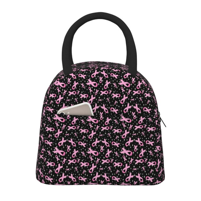 Lukts Breast Cancer Awareness (2) Print Portable Lunch Bag, Lunch Bag Picnic Bag - Waterproof, Heat-insulating and Cold-insulating, Suitable for School, Work