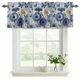 thumbnail image 2 of 2 Pack Valances for Windows, Blue White Daisy Window Valances for Living Room/Bedroom/Bathroom, Elegant Floral Butterflies Pastoral Light Filtering Kitchen Curtain Valance 42"W x18" L, 2 of 9