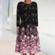 thumbnail image 1 of ICHUANYI Clearance Women's Casual Round Neck Long Sleeve Folding Floral Printed Dresses(Black, XL) ICHUANYI WER2023081404372, 1 of 5