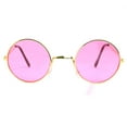 thumbnail image 6 of Skeleteen Pink Round Hippie Glasses - Pink 60's Style Hipster Circle Sunglasses - 1 Pair, 6 of 8