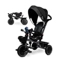 thumbnail image 1 of KRIDDO 7-in-1 Tricycle Stroller for Toddlers 18 Months to 5 Years, Adjustable Push Handle, Rotatable Seat, Cup Holder and Retractable Canopy, Folding Baby Trike w/Detachable Guardrail, Footrest, GY, 1 of 5