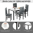 thumbnail image 5 of Kitchen Table and 4 Chairs Set, Metal Kitchen Table Sets Faux Marble Rectangular Breakfast Table w/Metal Legs & Black Finish Frame, Dining Table Sets for an Apartment Breakfast, Grey, SS1318, 5 of 11