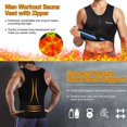 thumbnail image 6 of Junlan Men Sweat Sauna Tank Top Heat Trapping Waist Trainer Vest Tummy Control Shapewear Fat Burner Tops with Zipper(Black, S), 6 of 7