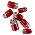 thumbnail image 2 of 24 Pcs Faux Ongles Pailletés Décorés Rouge Uni Courts Carrés Faux Ongles Complets (Rouge Pailleté), 2 of 6