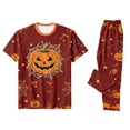 thumbnail image 5 of OIOLOYJM Matching Family Halloween Pajamas Set Cute Ghost Pumpkin Spider Graphic Soft Comfortable Two-Piece Sleepwear Novelty Holiday Party Fashion Short Sleeve Loungewear Pajamas L, 5 of 9
