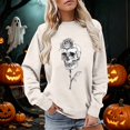 thumbnail image 2 of Halloween Sweatshirt for Women Versatile Women's Sweatshirt for Comfort and Effortless Style Soft Knit Pullover Top for Casual Wear Beige L, 2 of 4
