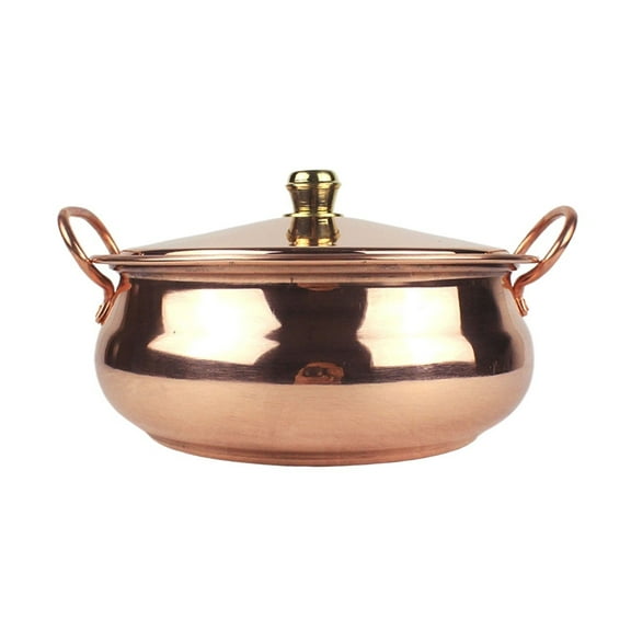 Pure copper pot copper soup pot cooking pot copper cookware handmade Shabu Shabu pot hot for home, restaurant part, for induction cooktop gas stove