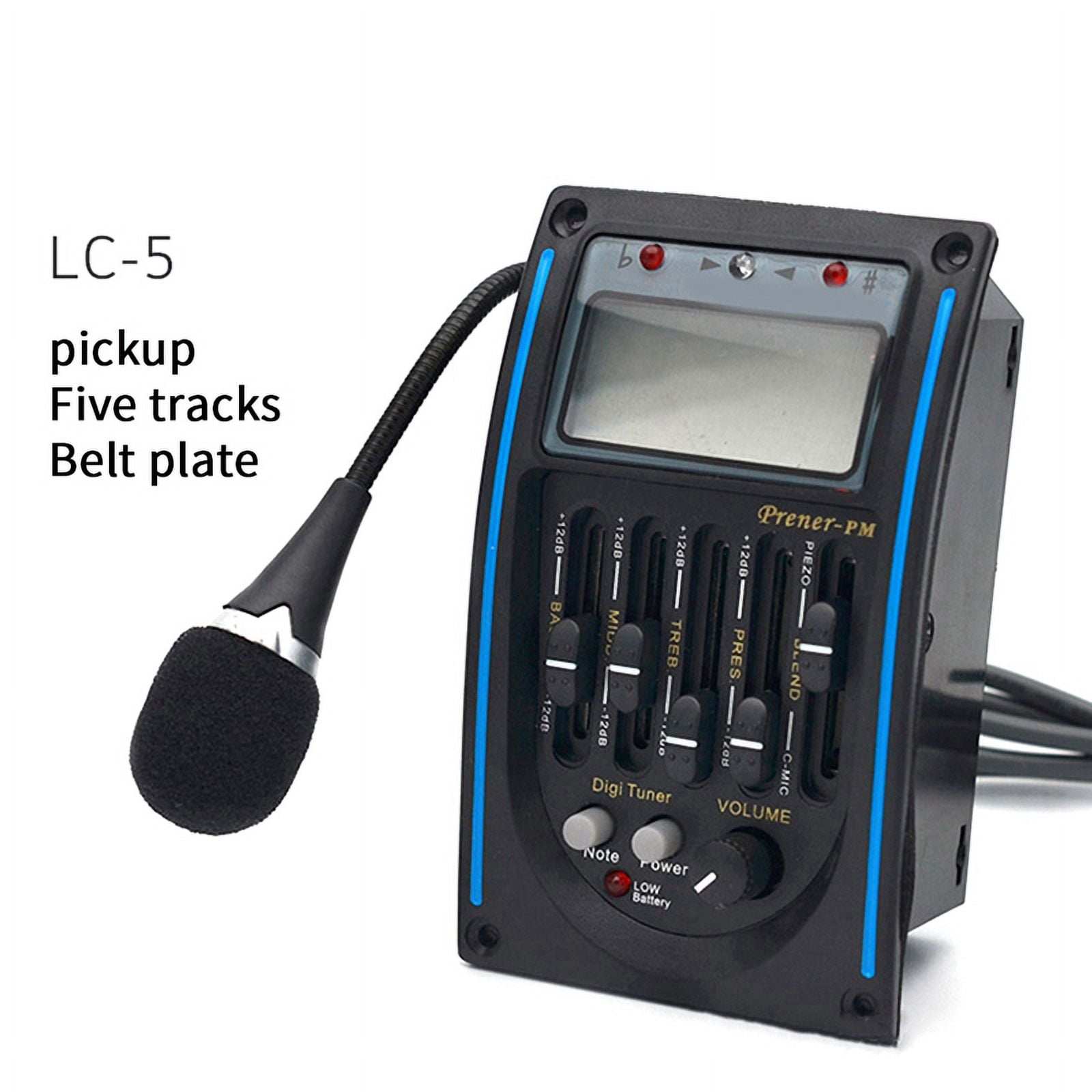 2X Acoustic Guitar Pickup,5 Band EQ Equalizer Guitar Preamp Piezo Pickup Tuner with Mic LCD Display