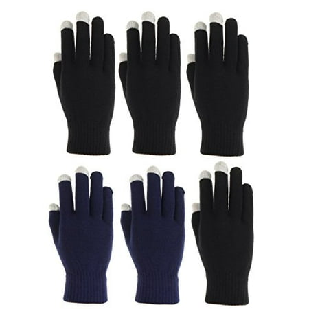 6 Pairs,Womens Touch Screen Winter Gloves, Texting Gloves (4 Black 2