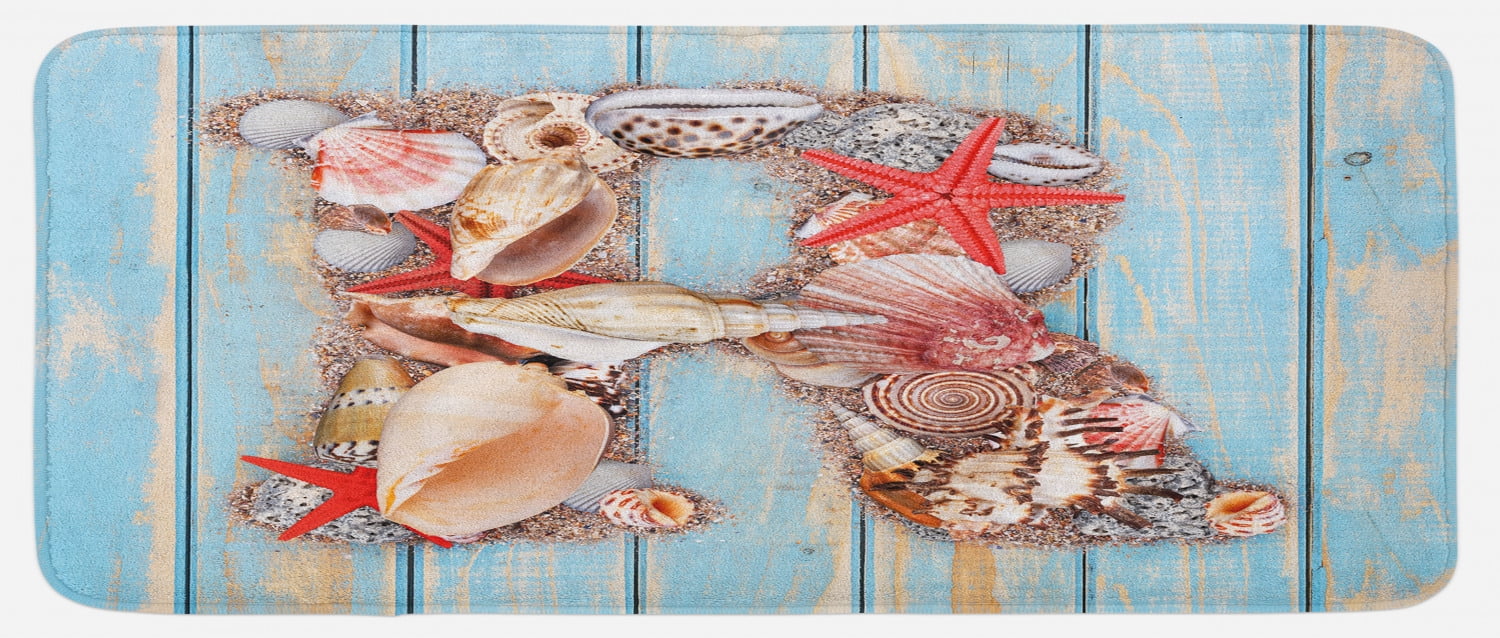 Letter R Kitchen Mat, Tropical Animals in Alphabet Art Ocean Letter R ...