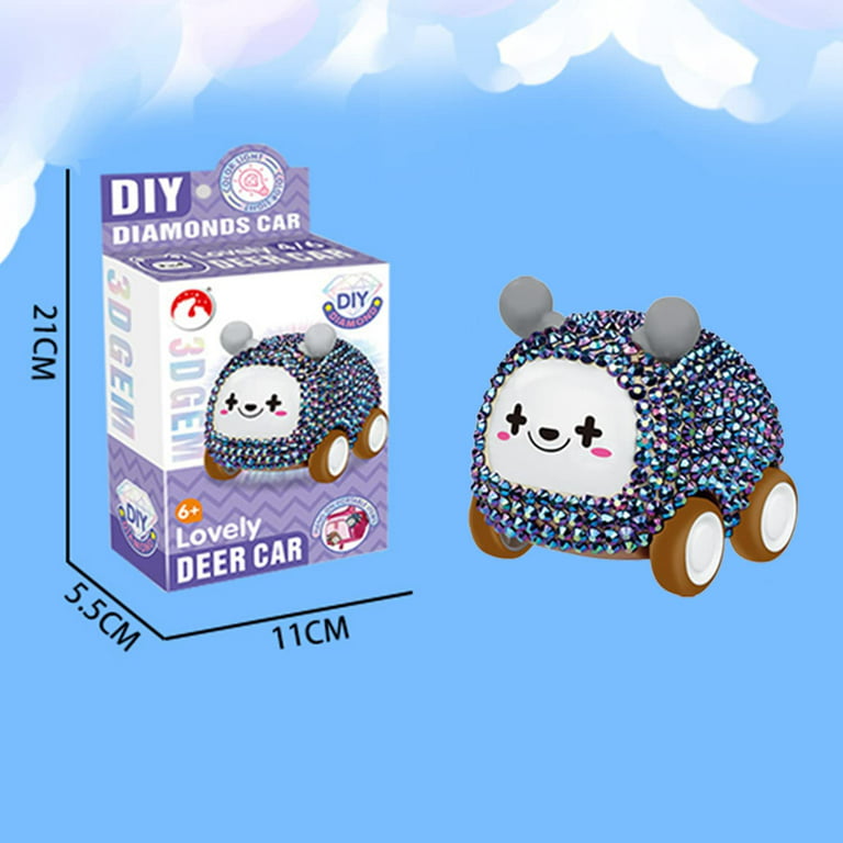 Autrucker 5D DIY Diamond Painting Keychains，Diamond Painting Kits of Animal  Sliding car Toy with Light，Diamond Painting Kits for Kids and Adult  Beginners for Bag Decor 