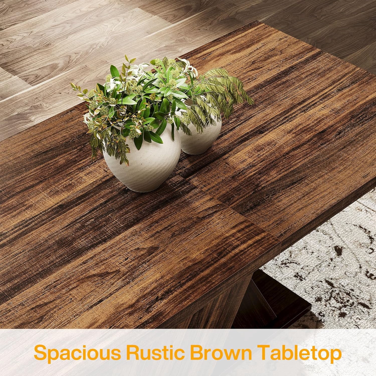 Dining Table, Dark Wood Finish, Farmhouse Style, Seats 4