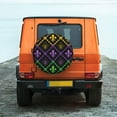 thumbnail image 6 of Salouo Mardi Gra Geometric Print Spare Tire Cover 14-17 inch Spare Tire Protector Universal Tough Tire Wheel Cover for Trailer SUV and Truck-17 inch, 6 of 6