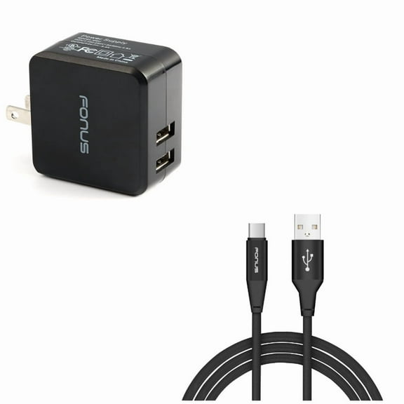 6ft USB Cable   Home Charger for Motorola One 5G Ace Phone - Type-C Charger Cord Power Wire and 17W 2-Port USB 3.4A Wall Combo for Motorola One 5G Ace (2021)