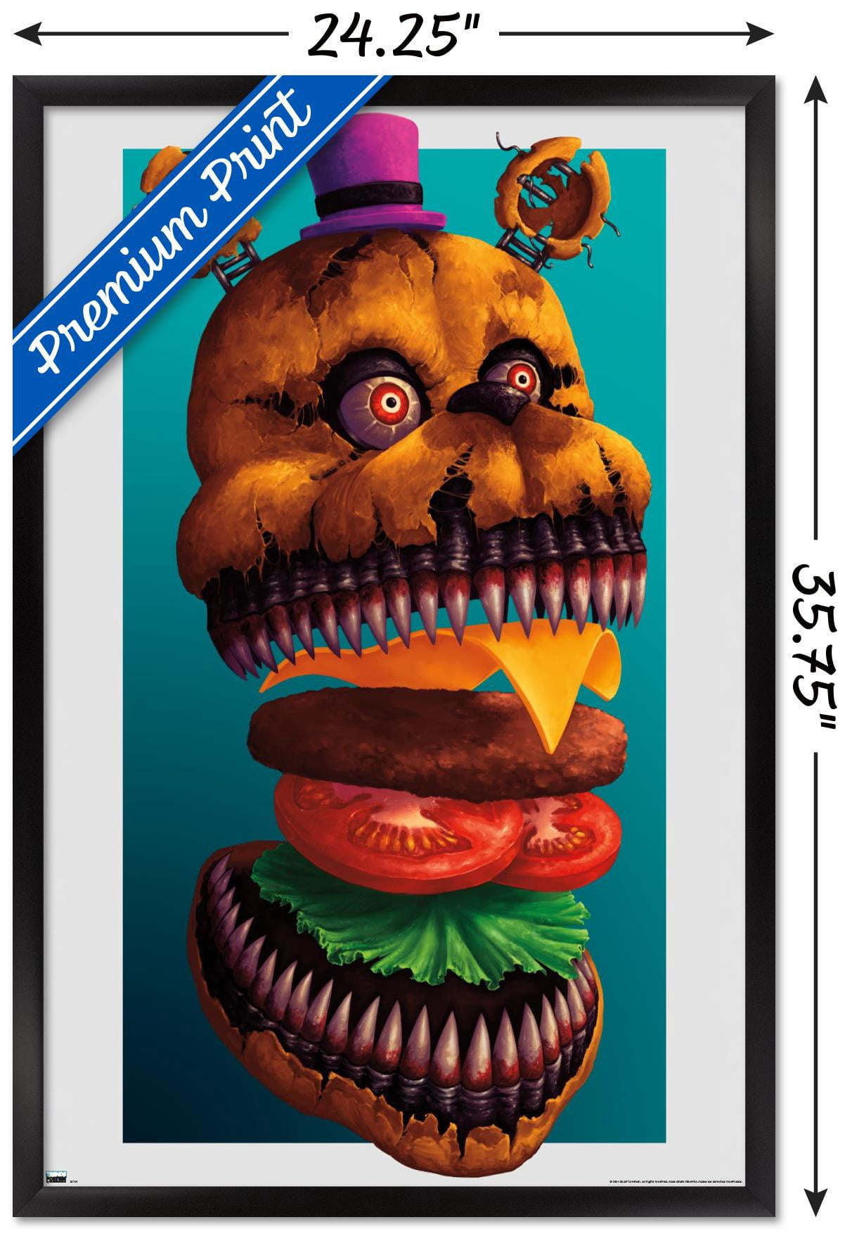 Five Nights at Freddy's - Burgers Wall Poster, 22.375" x 34" Framed