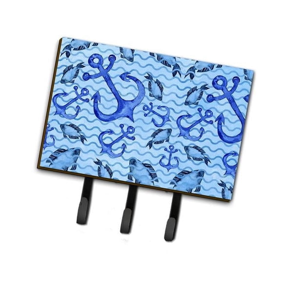Beach Watercolor Anchors & Fish Leash or Key Holder, 6 x 2 x 9 in.