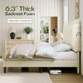 thumbnail image 4 of Merluxy Queen Bed Frame with Adjustable Headboard, Velvet Upholstered Platform Bed with Thick Backrest /No Box Spring Needed, Cream, 4 of 9