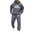 thumbnail image 2 of Caqnni Men's Sweat Suit 2 Piece Outfit Casual Contrast Sports Jogging Tracksuits Set Jogging Tracksuits Letter Printing Set for Running Workout Gym (Dark Gray,M), 2 of 4