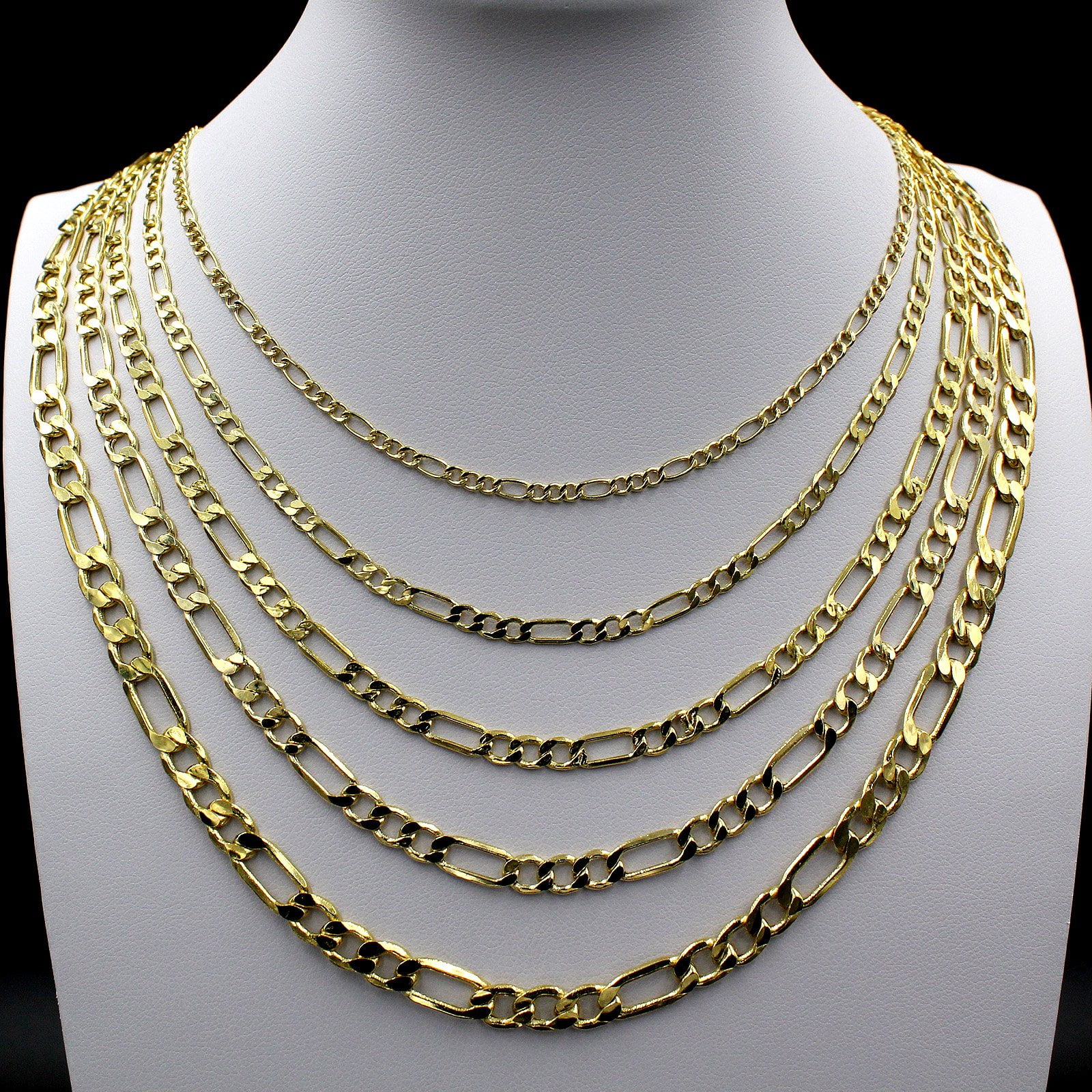 Real 10K Yellow Gold 4mm Figaro Chain Necklace Men's or 