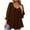 Brown, variant on TKLPEHG Women's Blouses Crew Neck Tie Ruffled Pleated Work Shirt Loose Solid Color Fall Tops Comfy Long Sleeve T Shirt Fashion Casual Lightweight Pullover (Black,S)