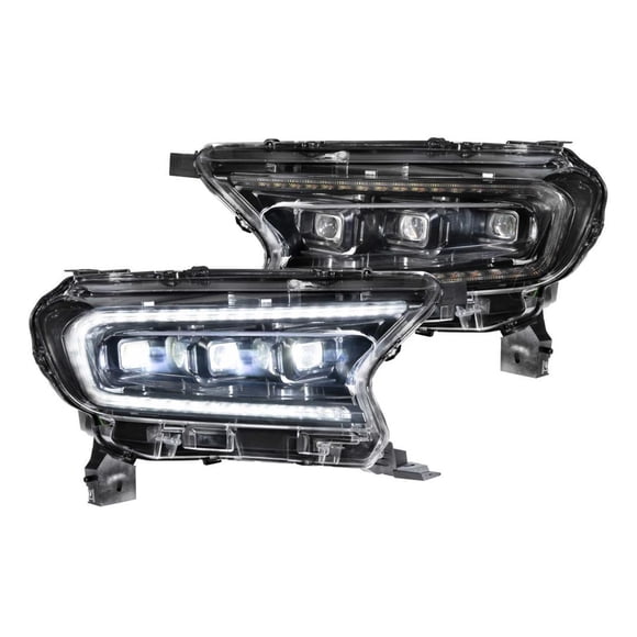 Fits 2019-2023 Ford Ranger Morimoto Headlight Assembly LF437 XB; LED Bulb; High And Low Projector Beam; White DRL; Polycarbonate Clear Lens; Black ABS Plastic Housing; SAE/DOT Approved; Plug And Play