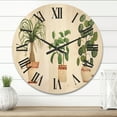 thumbnail image 2 of Designart 'Trio of House Plants Ficus Ponytail and Palm' Traditional Wood Wall Clock, 2 of 5