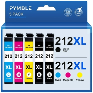 212XL Ink Cartridges for Epson 212 Ink Cartridges for Epson Ink 212XL for Epson XP-4105 WF-2830 XP-4100 WF-2850 Printer 5-Pack(2 Black Cyan Magenta Yellow)