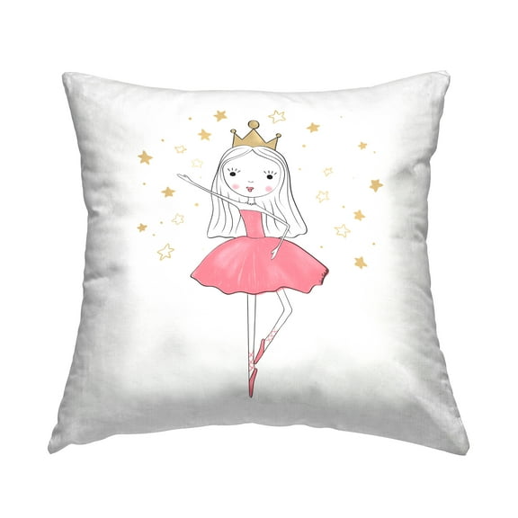 Stupell Industries Happy Ballerina Princess Decorative Printed Throw Pillow Design by Amanda Hilburn.