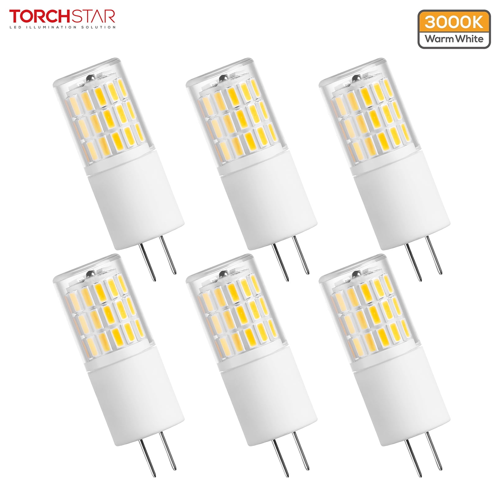 Not Dimmable,Cool White SYNL 6 Pieces of G4 LED Bulbs JC Dual-Needle Lamp Holder Bulbs 3W AC DC 12V 20W-30W T3 Halogen Rail Bulb Replacement Landscape Bulb 