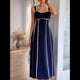 thumbnail image 5 of Vestido A Rayas para Mujer, con Tirantes Finos, y , Fluido Azul Marino L, 5 of 7
