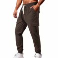 thumbnail image 3 of Rrxhxhs Cargo Pants for Men Solid Color Corduroy Drawstring Elastic Waist Loose Casual Joggers with Multi Pockets,XL, 3 of 7