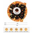 thumbnail image 6 of 13 Inch Round Placemats Set of 6, Orange Fall Non Slip Heat Insulation PP Table Mats, Black Maple Leaf Pumpkins Thanksgiving Washable Place Mats for Kitchen Dining Party Table Decor, 6 of 7