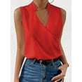thumbnail image 3 of Womens Pleated Tank Tops V Neck Casual Sleeveless Blouses Summer Basic Vest Shirt Red XXL, 3 of 5