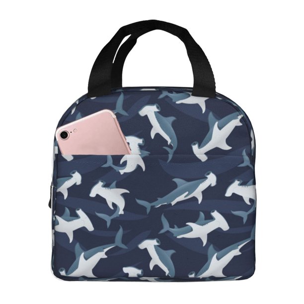 Easygdp Cute Shark Bolsa Térmica Premium - Tela Oxford Impermeable, Gran Capacidad, Bolsillo Frontal, Unisex para Trabajo, Escuela, Actividades al Aire Libre y Picnics