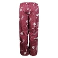thumbnail image 4 of Gibobby pantalones de mezclilla para mujer Pantalones de pierna ancha con bolsillo en la cintura elástica de lino y algodón con estampado floral suelto informal para mujer (Vino, M), 4 of 5