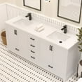 thumbnail image 4 of Ayna Decors Maya 72 in White Double Sink Bathroom Vanity Set with White Quartz Countertop and Brass Faucet | Pop-Up Drain and P-Trap Included | Black Hardware, 4 of 10
