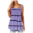 thumbnail image 1 of Timegard Womens Tank Tops Plus Size Striped Scoop Neck Ruched Dressy Casual Sleeveless Blouse Tunic Top, 1 of 4