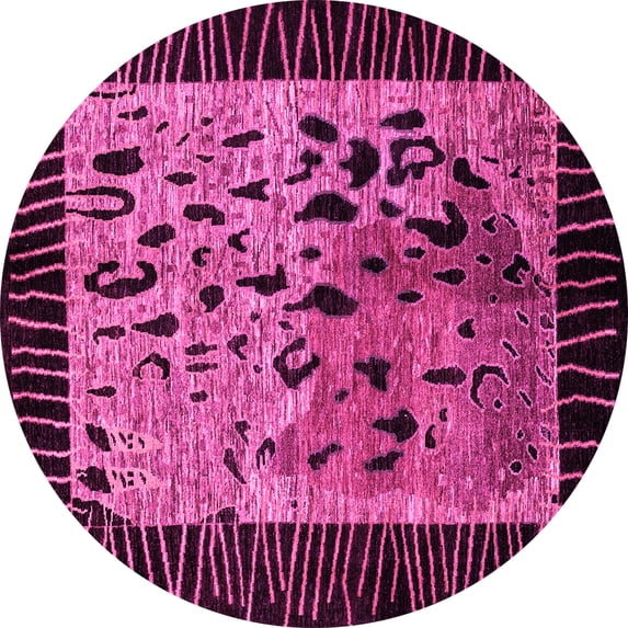 Ahgly Company Indoor Round Animal Pink Modern Area Rugs, 7' Round